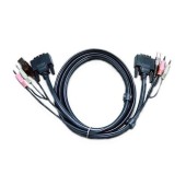 Cablu KVM Aten 3 in 1 2L-7D02U, conector tip USB si 3.5 mm Jack x 2 si DVI-D, 1.8m, Negru