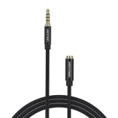 Cablu prelungitor audio Vention BHCBF, TRRS 3,5 mm tata la 3,5 mm mama 1 m (Negru)