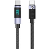 Cablu USB LDC2C 100W USB Type-C - USB Type-C 1.5m Negru cu display