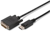 Cablu Video Assmann DisplayPort v1.1a Male - DVI-D Male, 2m (Negru)