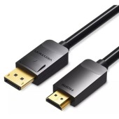 Cablu video Vention, DisplayPort(T) la HDMI(T), 2m, rezolutie maxima 1080p la 60 Hz, conectori auriti, cupru, invelis PVC, „HADBH”, Negru