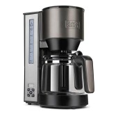 Cafetiera Black+Decker BXCO1000E, 1000 W, Rezervor apa 1.25 l, 12 cesti, Display LCD (Negru)