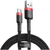 Cafule USB-C 2A 3m - Negru-Rosu