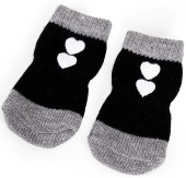 CAMON Şosete pentru câini, antialunecare, cu inimioare, 4 bucăţi, Negru