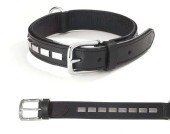 CAMON Zgardă pentru câini TEXAS piele naturală, cu ţinte, Negru