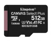 Card de memorie Kingston Canvas Select Plus microSDXC, 512GB, UHS-U3, Clasa 10, 100MB/s