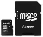 Card de memorie Micro SDHC Philips FM32MP45B/00, 32GB, cu adaptor SD, Clasa 10