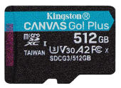 Card de Memorie MicroSD Kingston Canvas GO Plus, 512GB, Adaptor SD, Class 10