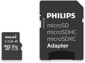 Card de memorie Philips MicroSDXC, 512GB, Class 10 UHS-I U1, Adaptor inclus