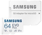 Card de memorie Samsung EVO Plus 2023, 64GB, microSDXC, UHS-I U1, V10, A1, Adaptor SD Inclus