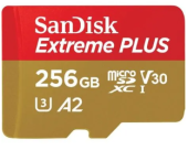 Card de memorie SanDisk Extreme Plus SDSQXBD-256G-GN6MA, MicroSDXC, 256 GB, UHS-I U3, Clasa 10, V30 + Adaptor SD