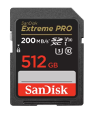 Card de memorie SanDisk Extreme Pro SDXC, 512GB, UHS-I U3, Clasa 10, V30