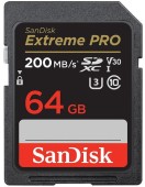 Card de memorie SanDisk Extreme Pro SDXC, 64GB, UHS-I U3, Clasa 10, V30 