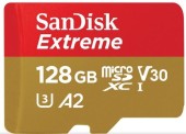 Card de memorie SanDisk Extreme SDSQXAA-128G-GN6AA, MicroSDXC, 128GB, UHS-I U3, Clasa 10, V30 + Adaptor SD