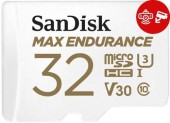 Card de memorie Sandisk MAX Endurance microSDHC, 32GB, Clasa 10, UHS-I U3 + Adaptor SD