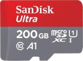 Card de memorie SanDisk Ultra Android microSDXC, 200GB, 100MB/s, Clasa 10, UHS-I + Adaptor