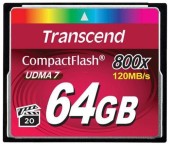 Card de memorie Transcend Compact Flash, 64 GB, 800x