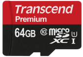 Card de memorie Transcend microSDXC, 64GB, Clasa 10, UHS-I + Adaptor