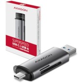 Card Reader Axagon CRE-SAC, SD/Micro SD, conectivitate USB-C/USB-A (Gri)