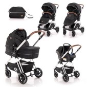 Carucior Lorelli Set 3 in 1 Angel, cadru din aluminiu, 0-15 kg, 0-3 ani (Negru)