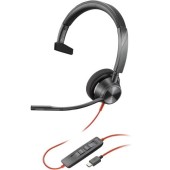 Casca call center PC Poly Blackwire 3310, Monoaural, Microfon, Cu fir (Negru)