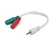 CCA-417W Adapter Stereo Mini Jack M 4-pin -> 2x Mini Jack F 20cm white