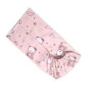 Cearceaf cu banda elastica Lorelli Pink Ballerina Bear, tesatura densa ranforce, bumbac 100%, 60 x 120 cm