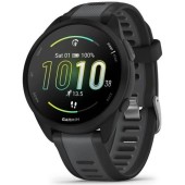 Ceas activity Tracker Garmin Forerunner 165, curea Silicon, Bluetooth, Monitorizare Pasi, Respiratie, Ritm cardiac, Stres, Somn, Hidratare, Waterproof 5 ATM (Negru/Gri)