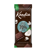 Ciocolata neagra Kandia cu fulgi de cocos 70% cacao 80g