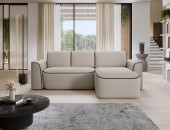 Coltar dreapta 4 locuri ELTAP, Ume, 287x190x88 cm, lemn/poliester, bej/maro inchis