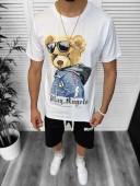 Compleu de vara tricou + pantaloni  alb  TS958