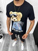 Compleu de vara tricou + pantaloni  negru  TS958