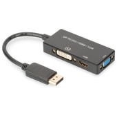 converter cable DP - HDMI+DVI+VGA M-F/F/F 0 2m 3 in 1 Multi-Media cable CE bl gold