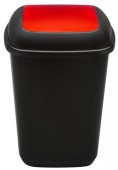 Cos plastic reciclare selectiva PLAFOR Quatro, capacitate 90l, pentru metal (Negru/Rosu)