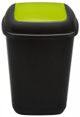 Cos plastic reciclare selectiva PLAFOR Quatro, capacitate 90l, pentru sticla (Negru/Verde)