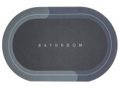 Covor de Baie GRI Antiderapant si Absorbant Model Bathroom Oval 58 x 78 cm