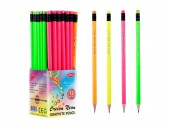 Creion negru cu radieră Daco Neon