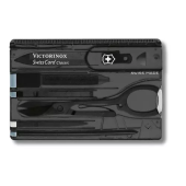 Cutit de buzunar elvetian, Victorinox SwissCard, Onyx, 0.7133.T3, 10 functii, 85 mm x 54,5 mm x 4,5 mm, Negru/Transparent