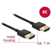 Delock Cable High Speed HDMI with Ethernet - HDMI-A male > HDMI-A male 4K 1m