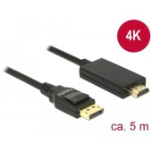 Delock Cablu Displayport 1.2 tată - High Speed HDMI-A tată pasiv 4K, 5m; negru