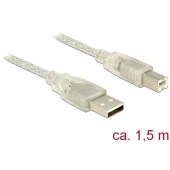 Delock Delock Cable USB 2.0 Type-A male > USB 2.0 Type-B male 1.5m transparent