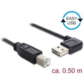 Delock Delock Cable USB AM-BM 2.0 0.5m Black Angled Left/Right USB-A Easy-USB