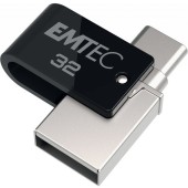 EMTEC Unitate flash USB Emtec T260C 32 GB USB Type-A / USB Type-C 3.2 Gen 1 (3.1 Gen 1) Negru, oțel inoxidabil