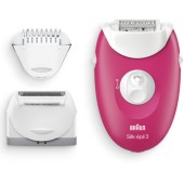 Epilator Braun SE3276, 20 pensete, 2 viteze, Alb/Roz