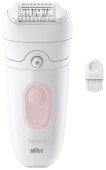 Epilator Braun Silk-epil 5 5-000 Wet & Dry, MicroGrip, Smart Light, 28 de pensete, 2 viteze (Alb/Roz)