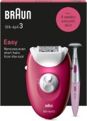 Epilator Braun Silk epil Seria 3 SE3-202, 20 pensete, 2 viteze, Trimmer (Roz/Alb)