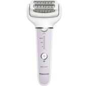 Epilator Panasonic ES-EY30-V503, Wet & Dry, Cordless, 2discuri & 60 pensete, Senzor presiune, Discuri duble, Cap flexibil si pivotant la 90°, 3 viteze (Alb/Mov)