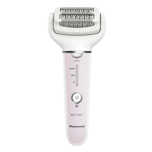 Epilator Panasonic ES-EY80-P503, Wet & Dry, Cordless, 2discuri & 60 pensete, Senzor presiune, Discuri duble, Cap flexibil si pivotant la 90°, 3 viteze (Alb/Roz)