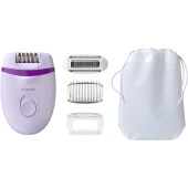 Epilator Philips Satinelle Essential BRE275/00, 2 viteze, Alb/Mov