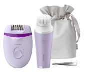 Epilator Philips Satinelle Essential BRP533/00, Opti-Light, 2 viteze, mini-perie de curatare faciala VisaPure, penseta, husa (Mov)